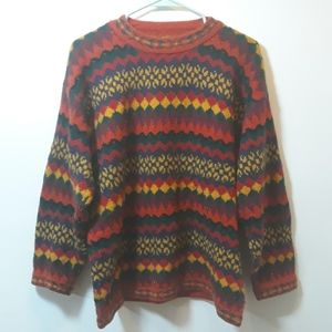 #Vintage Unisex Boxy-Fit Bright Wool Cabin Sweater